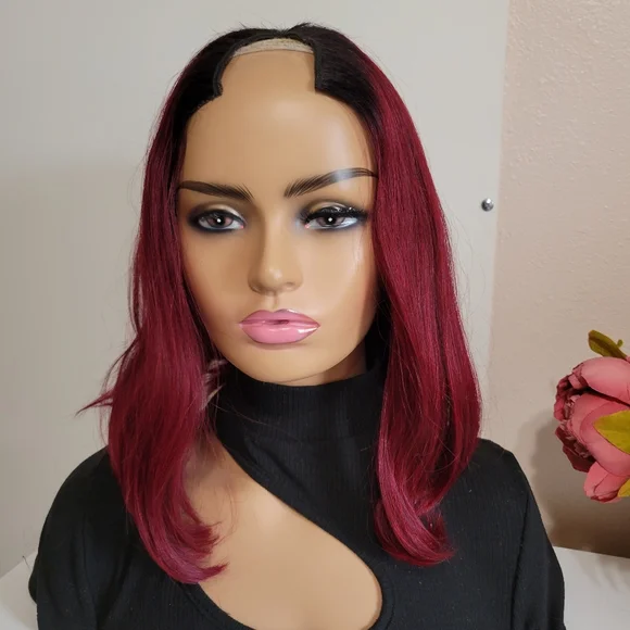 Burgundy Ombre Human Hair Wig